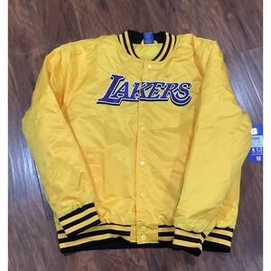 NBA Ultra Game L.A. Lakers Logo Stitched Yellow Jacket Size Large L $125 Retail